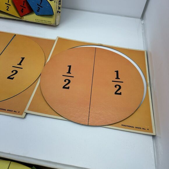 Vintage 1955 Milton Bradley Fraction Discs #9382 Learning Homeschool Education - Picture 5 of 13